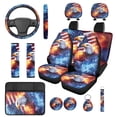 thumbnail image 1 of Jeiento Eagle Car Seat Covers Full Set of 14 USA Flag Steering Wheel Cover Armrest Cover Seatbelt Pads Cup Coasters Car Headrest Cover Keychain Interior Auto Accessory 4Th of July Decor, 1 of 7