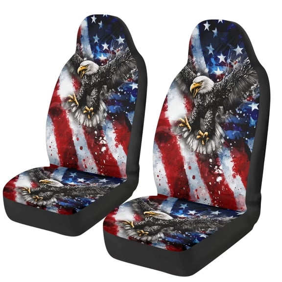 Jeiento Eagle Car Seat Covers Universal Front Car Seats Breathable Anti-Slip Back Fabric American Flag Removable Automotive Accessories Suitable for Cars SUV