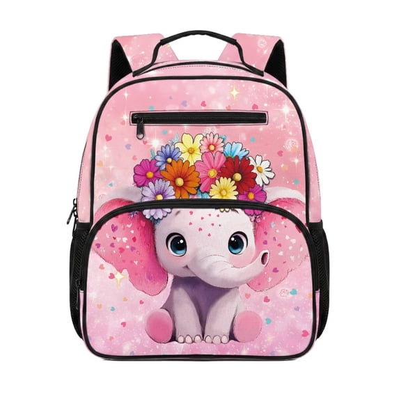 Jeiento Elephant 13.5 Inch Preschool Backpack for Toddler Girls 3-5, Lightweight Kids School Bag, Bookbag for Kindergarten with Storage Pockets, Pink