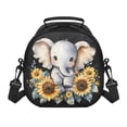 thumbnail image 1 of Jeiento Elephant Lunch Box for Girls Boys Toddler Meal Prep Lunch Bag Sunflower Small Insulated Cooler Bag with Shoulder Strap Kids Lunchbox for Kindergarten Primary School Black, 1 of 6