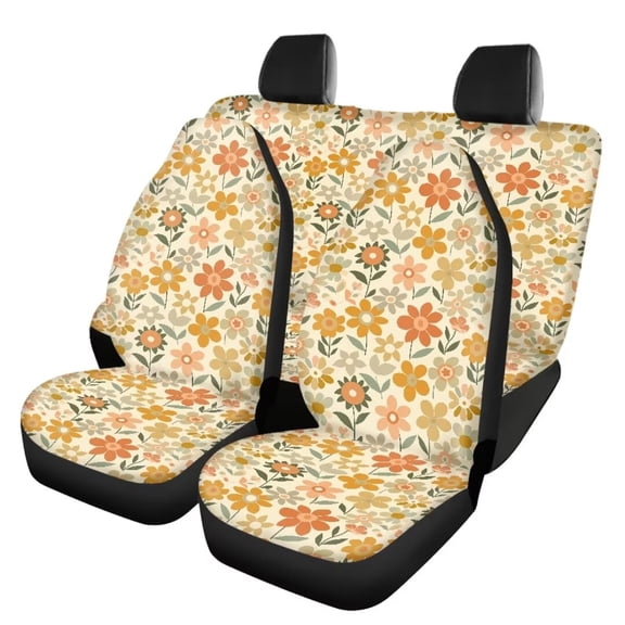 Jeiento Fall Floral Car Seat Protectors Full Set Flowers Includes Front and Back Seat Cover Rear Split Bench Seat Protector,All-Season and Universal Fit Auto Interior Accessories