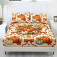 thumbnail image 1 of Jeiento Fall Pumpkin Bow Printed Bedding Set 2 Decorative Pillow Covers with Deep Pocket Fitted Sheet, Soft Breathable Bed Cover for Autumn Harvest Thanksgiving Bedroom, King Size, 1 of 7