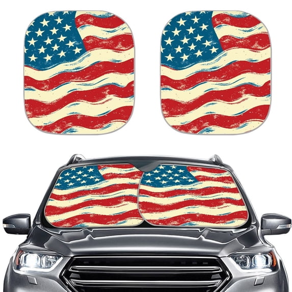Jeiento Featured Flag Sunshade Visor Windshield Sunshade Car Front Sunshade Blocks Sun Visor Easy to Install Sun Shade for UV Protection Removable Automotive Accessories