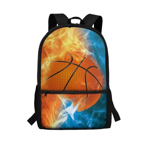 Jeiento Fire Basketball School Bags for Boys 7-10 Girls Backpacks for Elementary School Bookbag for Kids Back to School Bag Lightweight Small Backpack for Men