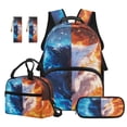thumbnail image 1 of Jeiento Fire Ice Wolf Backpack and Lunch Box Set for Kids Boys Water Resistant Large Capacity 4Pcs School Bag Set with Pencil Case Bookmarks 17 Inch School Backpack for Elementary, 1 of 7
