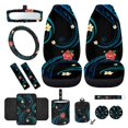 thumbnail image 1 of Jeiento Flower Front Car Seat Covers Full Set Steering Wheel Cover Seat Belt Covers Armrest Mat Trash Bag Air Vent Bag Rear View Mirror Cover Coasters Key Ring, 12 PCS Auto Accessory Decoration, 1 of 9