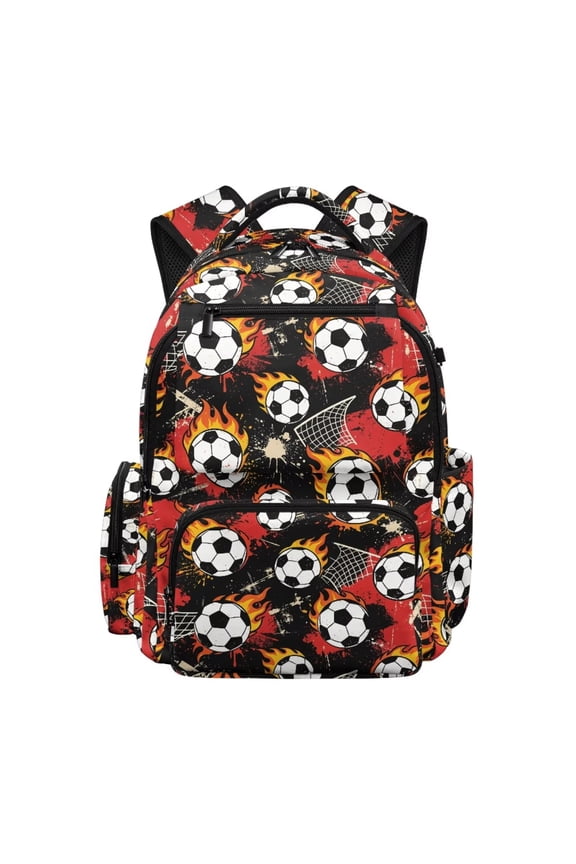 Football Bookbag for Boys 7-8 Daypack Backpacks with Side Pockets for Water Bottle 17 Inch Large Capacity Rucksack Daypack for School