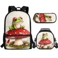 thumbnail image 1 of Jeiento Frog Girls Backpack with Lunch Box Preschool Elementary School Bag Kids Boys Bookbags for 3nd 4th 5th 6th Grade Mushroom Schoolbags Pencil Case Kindergarten Student Back Packs, 1 of 7