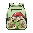 thumbnail image 1 of Jeiento Frog Kids Toddler Backpack for Preschool, Mushroom 13.5 Inch Lightweight School Bag for 2-5 Year Old, Bookbag with 2 Front & 2 Mesh Side Pockets, Green, 1 of 7