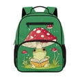 thumbnail image 1 of Jeiento Frog Preschool Backpack for Toddler Boys 3-5, Mushroom 13.5 Inch Kids School Bag, Lightweight Bookbag with 2 Front Zipper Pockets, Green, 1 of 7