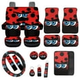 thumbnail image 1 of Jeiento Funny Ladybug Car Seat Cover Full Set for Men Auto Front Rear Seat Cover Car Floor Mats Steering Wheel Cover Keychains Seatbelt Pad Armrest Cover Coasters Keychains 17 Pack, 1 of 8