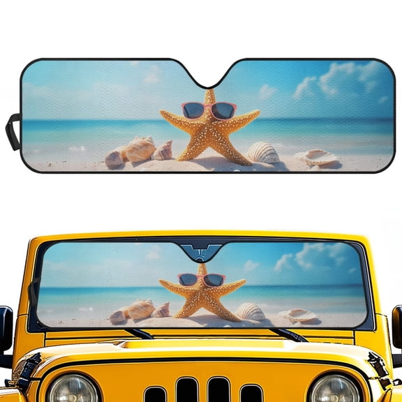 Jeiento Funny Starfish Windshield Sunshade for Wrangler TJ JK Windshield Sunshade Visor Mat for Jeep Wrangler TJ JK JKU 1996-2018 Sun Shade Screen Accessories