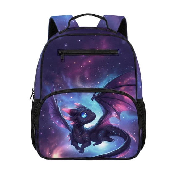 Jeiento Galaxy Dragon Toddler School Bag for 3-5 Year Old, 13.5 Inch Lightweight Preschool Backpack for Boys & Girls, 5 Compartment Bookbag with Top Handle