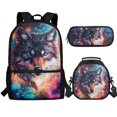 thumbnail image 1 of Jeiento Galaxy Wolf School Bags for Boys 7-10 10-12 Kids Backpack Set with Lunch Box Pencil Case Elementary School Back Pack Purse Preschool Kindergarten Bookbag Travel Daypack, 1 of 7