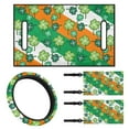 thumbnail image 1 of Jeiento Golf Cart Seat Cover 4 Pack with Steering Wheel Cover and Golf Cart Flags Saint Patrick's Day Clovers Golf Cart Seat Towel Steering Wheel Cover Decorations 2PCS Flags for Golf Cart, 1 of 5