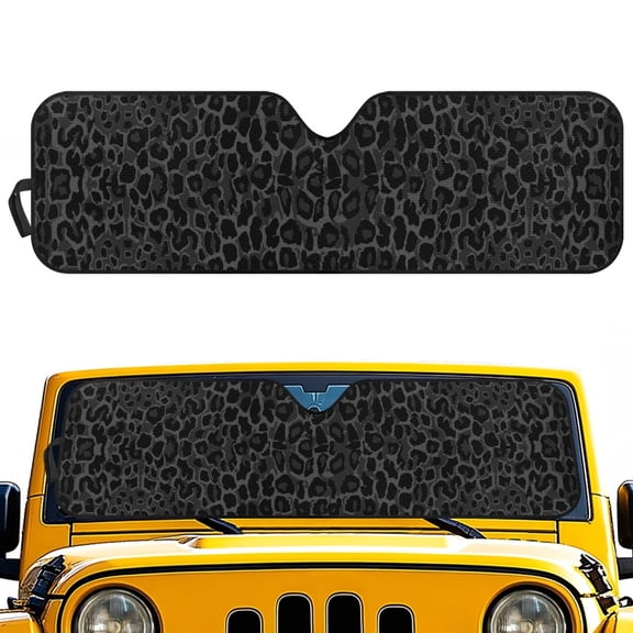 Jeiento Gray Leopard Windshield Sunshade for Jeep Wrangler,Sun Visor Windshield Shade Blocks UV Rays,Shade Heat Shield Compatible with Jeep Wrangler TJ JK JL 2/4 Door