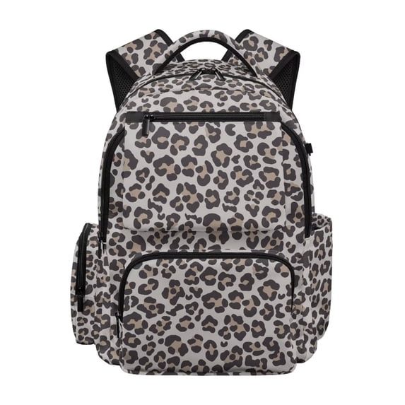 Jeiento Grey Leopard Kids School Backpack for Girls 17 Inch Cute School Bag, Lightweight Elementary Backpack with Padded Laptop Sleeve & Multi-Pockets for 9-12 Years Old
