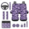 thumbnail image 1 of Jeiento Halloween Bats Auto Seat Cover Full Set 13 PCS Car Accessories Set with Steering Wheel Cover Armrest Cover Seatbelt Shoulder Pad Cup Mat Key Ring Purple Interior Decoration, 1 of 8