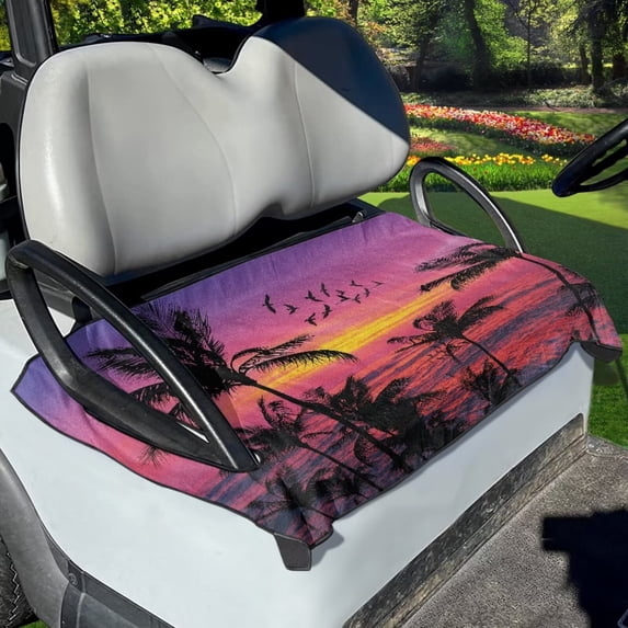 Jeiento Hawaii Coconut Tree Golf Cart Seat Cover for Front Seats Universal Size Replacement Seat Cover Golf Cart Rear Seat Cover for Club Car Non-Slip and Anti-Hot