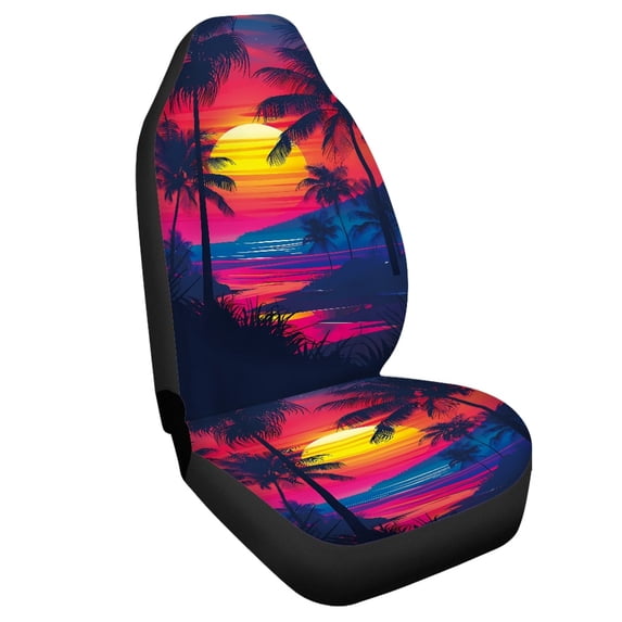 Jeiento Hawaii Sunset Car Seat Cover for Front Seat1 Piece Breathable Front Seat Cover Protection Elastic High Back Driver Seat Cover Interior Accessories Universal Fit Most Cars