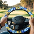 thumbnail image 1 of Jeiento Hibiscus Floral Golf Cart Steering Wheel Covers Blue Stretchable Golf Cart Steering Wheel Cover for Women Girls Feels Good in Handling Sun Shade Cover Golf Cart Accessories, 1 of 7