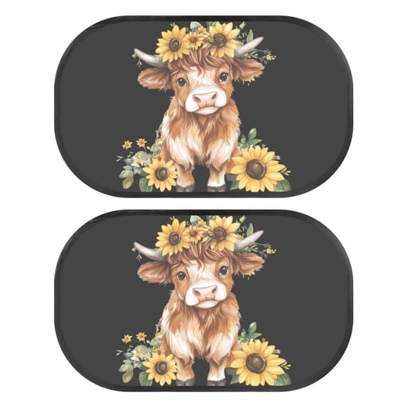 Jeiento Highland Cow Baby Windows Shades for Car 2 Pack Car Window Sun Shades for Kids Sunflower Sun Visor for Car Side Window Sun Glare and UV Rays Protection for Your Child