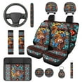thumbnail image 1 of Jeiento Highland Cow Car Accessories 14pcs Car Seat Covers and Steering Wheel Cover Seat Belt Pad Cover Southwest Aztec Auto Armrest Cover Cushion Headrest Covers Keychain Cup Holders, 1 of 7