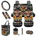 thumbnail image 1 of Jeiento Highland Cow Car Accessories Interior Seat Covers with Steering Wheel Cover Seatbelt Covers Trash Bag Cup Holders Keychain Southwest Aztec Air Vent Storage Bag Auto Decoration 12 Pack, 1 of 7