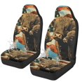 thumbnail image 1 of Jeiento Highland Cow Car Seat Covers Car Front Seat Cushion American Flag 2 Pack Auto Seat Cover Automotive Interior Protection Fit for Most Cars Sedan Truck SUV Van, 1 of 7
