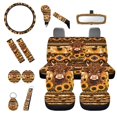 thumbnail image 1 of Jeiento Highland Cow Car Seat Covers Full Set with Steering Wheel Cover Southwest Aztec Seat Belt Covers Sunflower Coasters Auto Rear View Mirror Covers Key Chain Handbrake Cover Set, 14pcs, 1 of 6