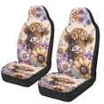 thumbnail image 1 of Jeiento Highland Cow Car Seat Covers Set of 2 Auto Front Seat Covers Boho Flower Bucket Seats Protective Cover Easy to Install Removable Cars Accessory Decoration, 1 of 7