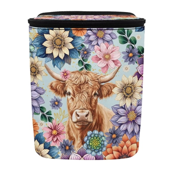 Jeiento Highland Cow Car Trash Can Dahlia Dustbin Organizer Storage Bag for Most Car Van SUV Truck Sedan Auto Interior Accessory Decor Easy to Clean