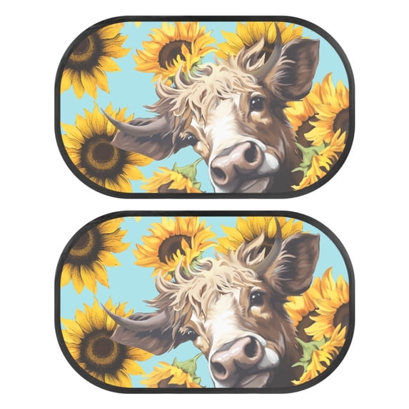 Jeiento Highland Cow Window Shade for Baby in Car Replacement Baby Car Sun Shade for Side Window Sunflower Car Shades for Back Windows Interior Car Accessories Protector Set of 2