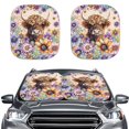 thumbnail image 1 of Jeiento Hippie Flower Highland Cow Car Window Shades Foldable Automotive Interior Accessories for Sun Protection Heat and UV Rays That Keeps Vehicle Cool Universal Fit Most Cars Men, 1 of 7