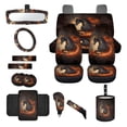 thumbnail image 1 of Jeiento Horse 14 Pack Car Seat Cover Full Set with Steering Wheel Cover Auto Seatbelt Pads Cup Coaster Trash Can Rear View Mirror Cover Coasters Armrest Cover Gear Shift Knob Cover Set Abstract Fire, 1 of 7
