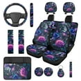 thumbnail image 1 of Jeiento Hummingbird 14 PCS Car Seat Cover Set, with Steering Wheel Seat Belt Covers Center Console Pad Coasters Keychain Rose Headrest Cover Auto Interior Accessories Full Set for Women, 1 of 7