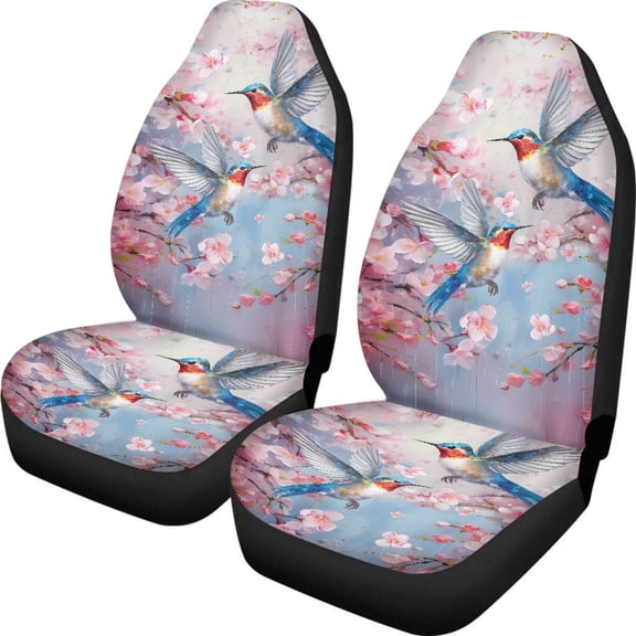 Jeiento Hummingbird Auto Car Front Seat Covers Bucket Seat Cover Floral Automotive High Bucket Seat Covers Interior Accessories Set of 2 Fit for Most SUV,Van,Sedan