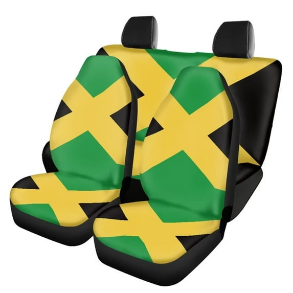 Jeiento Jamaican Flag Car Seat Covers Full Set Non Slip Front Seat Covers for Cars with Split Rear Bench Back Seat Cover Auto Seat Covers Universal Fit for Vehicles,Gift for Women Men
