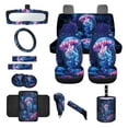 thumbnail image 1 of Jeiento Jellyfish Auto Seat Covers Full Set 14 PCS Steering Wheel Cover Seat Belt Pads Waste Basket Bin Rearview Mirror Cover Cup Holder Center Console Cover Handbrake Cover Gear Shift Cover, 1 of 7