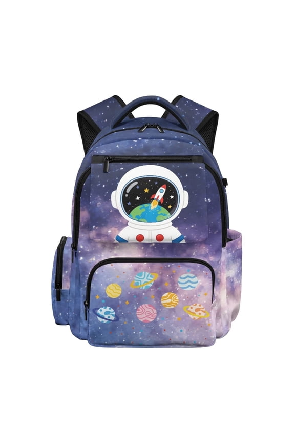 Kids School Backpack for Boys Girls Ages 6-12 Large Capacity Cute Astronaut Space Bookbag 17 Inch Elementary Daypack for Back to School Gift, Travel & Hiking