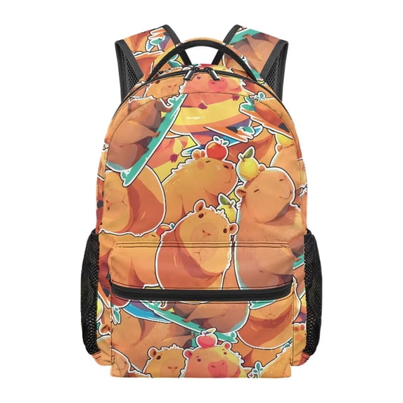 Jeiento Kids School Backpack Water-Resistant Casual Cartoon Capybara Bookbag for Boys Girls Elementary School Travel Hiking, 16 Inch Daypack