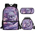 thumbnail image 1 of Jeiento Koala Backpack and Lunch Box Set Girls 4-6/6-8/8-12 Toddler Kids Primary School Bookbags for Third Grade Purple Flowers Schoolbag with Lunch Bag Pencil Case 3 in 1 Book Bags, 1 of 7