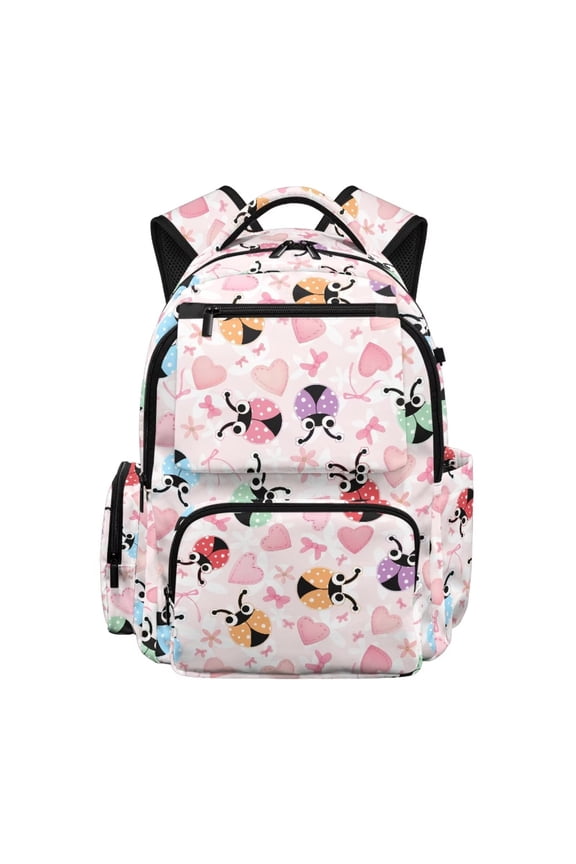 Ladybug Elementary Backpack Girls 6-8 School Large Capacity Bookbags Casual Rucksack with Multi Compartments 17 Inch School Backpacks
