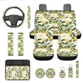 thumbnail image 1 of Jeiento Lemon Car Seat Cover Set of 13 Steering Wheel Cover Seat Belt Pads Car Center Console Cover Lip Balm Holder Cup Holders Keychain Cute Auto Accessory Universal Fit for Most Vehicles, 1 of 8