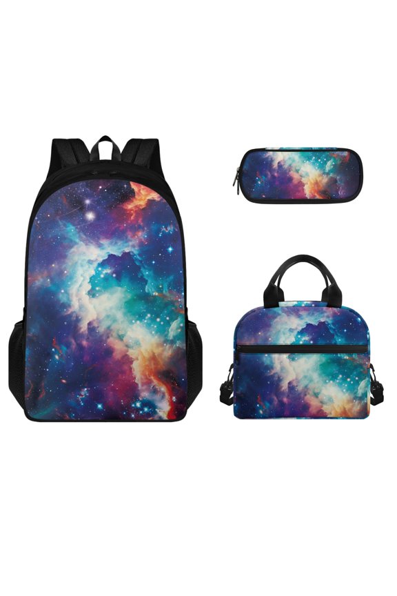 Lightweight Backpacks with Lunch Bag Pencil Pouch 3 in 1 School Bags Set for Girls Boys Starry Night Gym Sports Hiking Shoulder Backpack Large Travel Rucksack