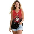 thumbnail image 1 of Jeiento Merry Christmas Snowman T-shirt Womens Sleeveless V Neck Tank Tops Christmas Costume Flowy Pleated Tunic Tops Basic Tee Dressy Workout Shirts Plus Size,4XL, 1 of 7
