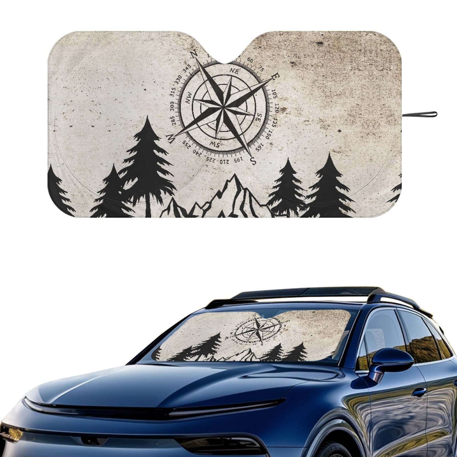 Jeiento Mountain Compass Sun Shade for Car Windshield Car Sunscreen ...
