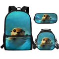 thumbnail image 1 of Jeiento Otter Backpack with Lunch Box Set for Girls Preschool School Bags Bookbag and Lunch Bag Pencil Case 3 In 1 Elementary Middle School Bag Packs Kids Boys Cute Schoolbags Blue, 1 of 7