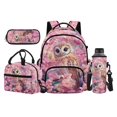 thumbnail image 1 of Jeiento Owl 17 Inch Backpack Set for Students Kids 4-Piece Lunch Bag Pencil Case Water Bottle Holder Pink Cherry Blossom Lightweight Durable Large Capacity for Girls Elementary Middle School, 1 of 7