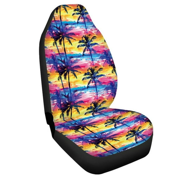 Jeiento Palm Tree Car Seat Cover 1 PCS Front Car Seats Protector Vehicle Cushion Covers Bucket Seats Cushion Covers Washable Auto Accessory Universal Fit for Most Vehicles